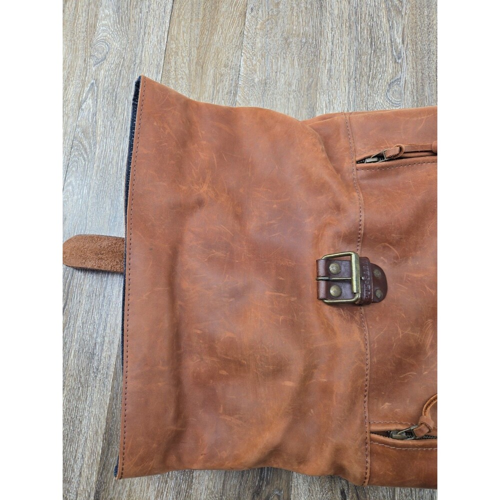 Kruk Garage Highway Backpack SE032 Men's L Cognac Brown Leather Roll Top - Picture 11 of 16